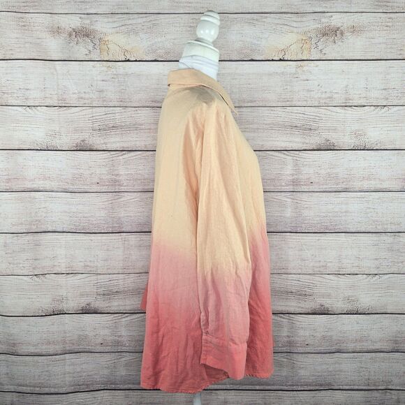 Soft Surroundings Button Down Ombre Tunic Long Sleeve Shirt XL Petite - Picture 5 of 8